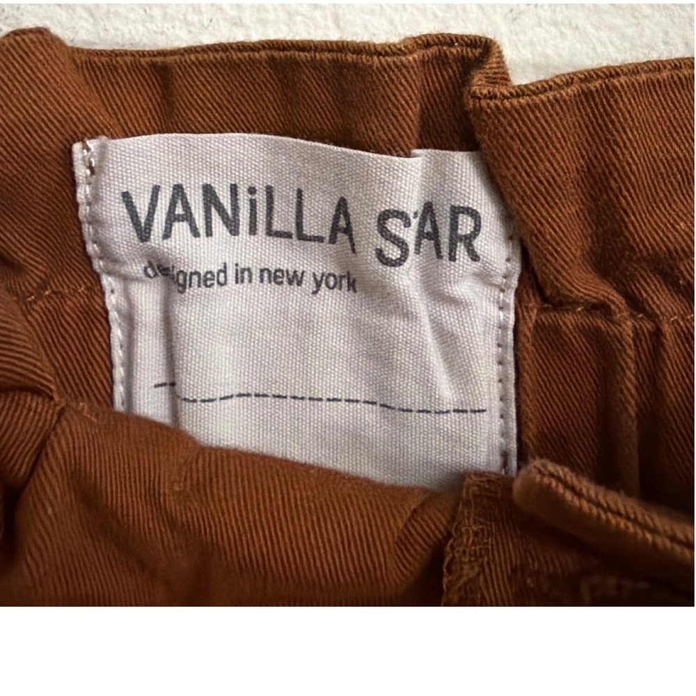 Vanilla Star Womens High Waist Paperbag Pants Rust Brown Button Fly Size L - Picture 3 of 6
